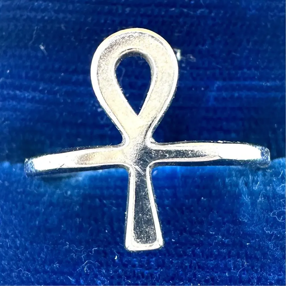 Vargas vintage 925 sterling silver Ankh Egyptian hieroglyph key of life ring 6